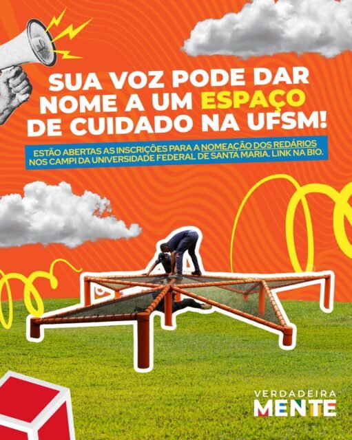 Já pensou em dar nome a um espaço de descanso na universidade?

A @ufsm.br abriu um edital para a nomeação dos redários nos campi — e você pode participar dessa escolha!

Mais do que um nome, a ideia é fortalecer espaços que representam:
💬 bem-estar
🤝 convivência
🧠 saúde mental
🎭 cultura e identidade
💙 cuidado coletivo

📄 Acesse o edital completo: no story! 

📝 Envie sua sugestão no link que está na bio 🔗

⏰ Prazo: até 21/04/2026

Na correria da vida universitária, ter um espaço pra pausar, respirar e simplesmente existir faz diferença. E agora você pode ajudar a dar significado a esses lugares 🌱

Marca aquele amigo que vive precisando de um tempo no redário 👇