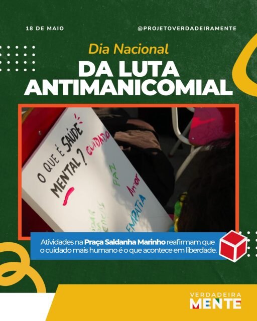 🧠💛 A Praça Saldanha Marinho se transformou em um espaço de acolhimento, arte e cuidado nesta segunda-feira (18), durante a ação “Saúde Mental na Praça”, promovida pela Rede de Atenção Psicossocial (RAPS) de Santa Maria.

A atividade marcou o Dia Nacional da Luta Antimanicomial, reforçando a importância de um cuidado em saúde mental mais humano, coletivo e em liberdade. Serviços públicos, orientações, escuta, música e atividades artísticas aproximaram a comunidade da rede de atenção psicossocial do município.

🔎 Leia a notícia completa no site do Verdadeiramente. O link está na bio!

📸 Maria Antônia Rossato Branco/VerdadeiraMente