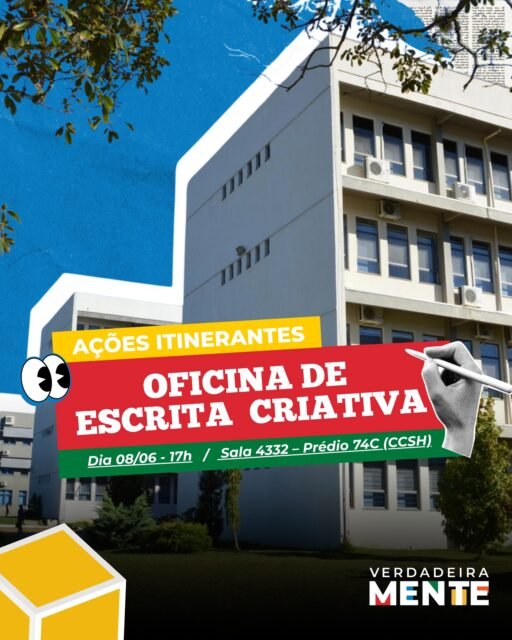 O Conecta Saúde Mental e o SAP/CCSH convidam a comunidade do Centro de Ciências Sociais e Humanas da UFSM para participar de mais uma edição das Ações Itinerantes, desta vez com a Oficina de Escrita Criativa.
A proposta é criar um espaço de expressão, escuta, reflexão e compartilhamento de experiências por meio da escrita, fortalecendo o bem-estar e o cuidado coletivo no ambiente universitário.
A atividade ocorre no dia 08 de junho, às 17h, na Sala 4332, Prédio 74C, CCSH.
As vagas são limitadas. Para participar, é necessário realizar inscrição pelo formulário disponível no link da bio.
Venha vivenciar um momento de criatividade, diálogo e cuidado coletivo.
Cuidar é coletivo!
#VerdadeiraMente #ConectaSaúdeMental #SaúdeMental #UFSM #CCSH CuidadoColetivo EscritaCriativa