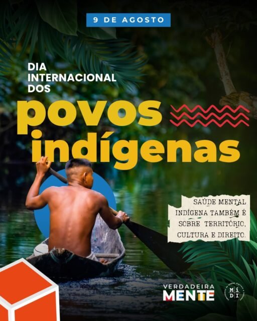 Você já parou para pensar que saúde mental também envolve território, cultura, vínculos comunitários e garantia de direitos?

Neste 9 de agosto, Dia Internacional dos Povos Indígenas, o VerdadeiraMente e o MíDI convidam você a ampliar o olhar sobre a saúde mental dos povos indígenas.

Os estudos que embasam este carrossel mostram que o sofrimento não pode ser compreendido apenas como uma questão individual. A colonização e suas continuidades, expressas na violência, no racismo, na invasão dos territórios, no apagamento de saberes e na precarização das políticas públicas, também atravessam os processos de saúde e adoecimento.

Promover saúde mental indígena exige escuta, diálogo intercultural, respeito aos saberes tradicionais e protagonismo das comunidades. Exige, ainda, combater a desinformação que reforça estereótipos, silencia violações e deslegitima práticas ancestrais de cuidado.

Deslize para compreender por que território, cultura e direitos também fazem parte dessa conversa.

Este conteúdo foi produzido a partir dos seguintes textos:

MARTINS, Allysson; QUEIRÓS, Francisco; GOMES, Débora; MIRANDA, Emanuely. Da colonização à pandemia da covid-19: um panorama histórico e social sobre a saúde dos povos indígenas. Revista Ação Midiática, Curitiba, n. 32, jul./dez. 2026. Disponível em: https://revistas.ufpr.br/acaomidiatica/article/view/101312/77522.

BERNI, Luiz Eduardo Valiengo. Psicologia e saúde mental indígena: um panorama para construção de políticas públicas. Psicología para América Latina, México, n. esp., p. 64-81, nov. 2017.

SOUSA, Flaviana Rodrigues de. Povos indígenas e saúde mental: a luta pelo habitar sereno e confiado. 2018. Dissertação (Mestrado em Ciências) – Instituto de Psicologia, Universidade de São Paulo, São Paulo, 2018.